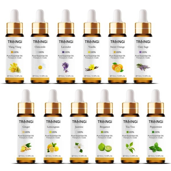10ml Lavender Essential Oil Diffuser Pure Natural Ylang Ylang Vanilla Bergamot Mint Jasmine Lemon Sage Tea Tree Oil with Dropper