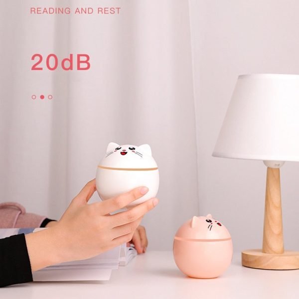 Air Humidifier for Home Ultrasonic Car Mist Maker with Colorful Night Cat USB Lamps Mini Office Air Purifier - Image 2